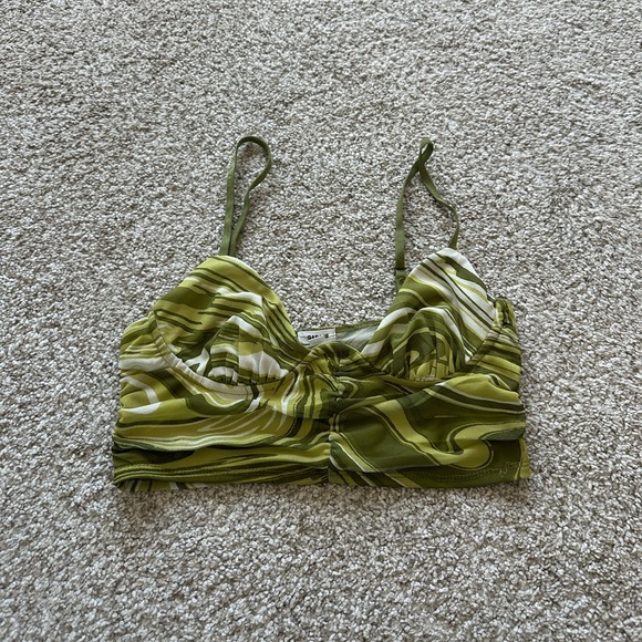 Garage Green Swirl Cropped Bralette Top - Picture 2 of 2